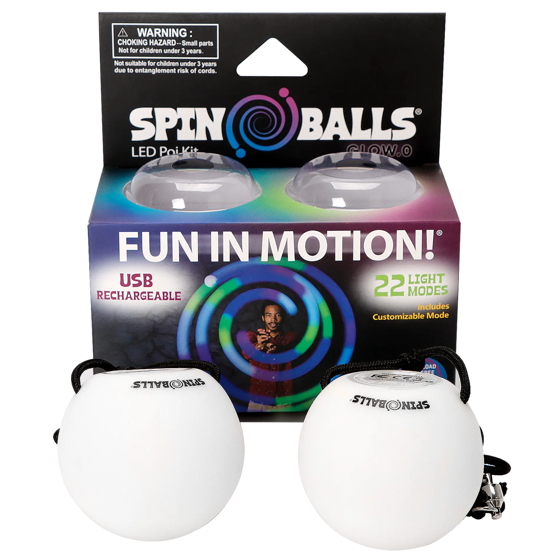 Spinballs Glow. 0 LED Rechargeable Poi Set K1