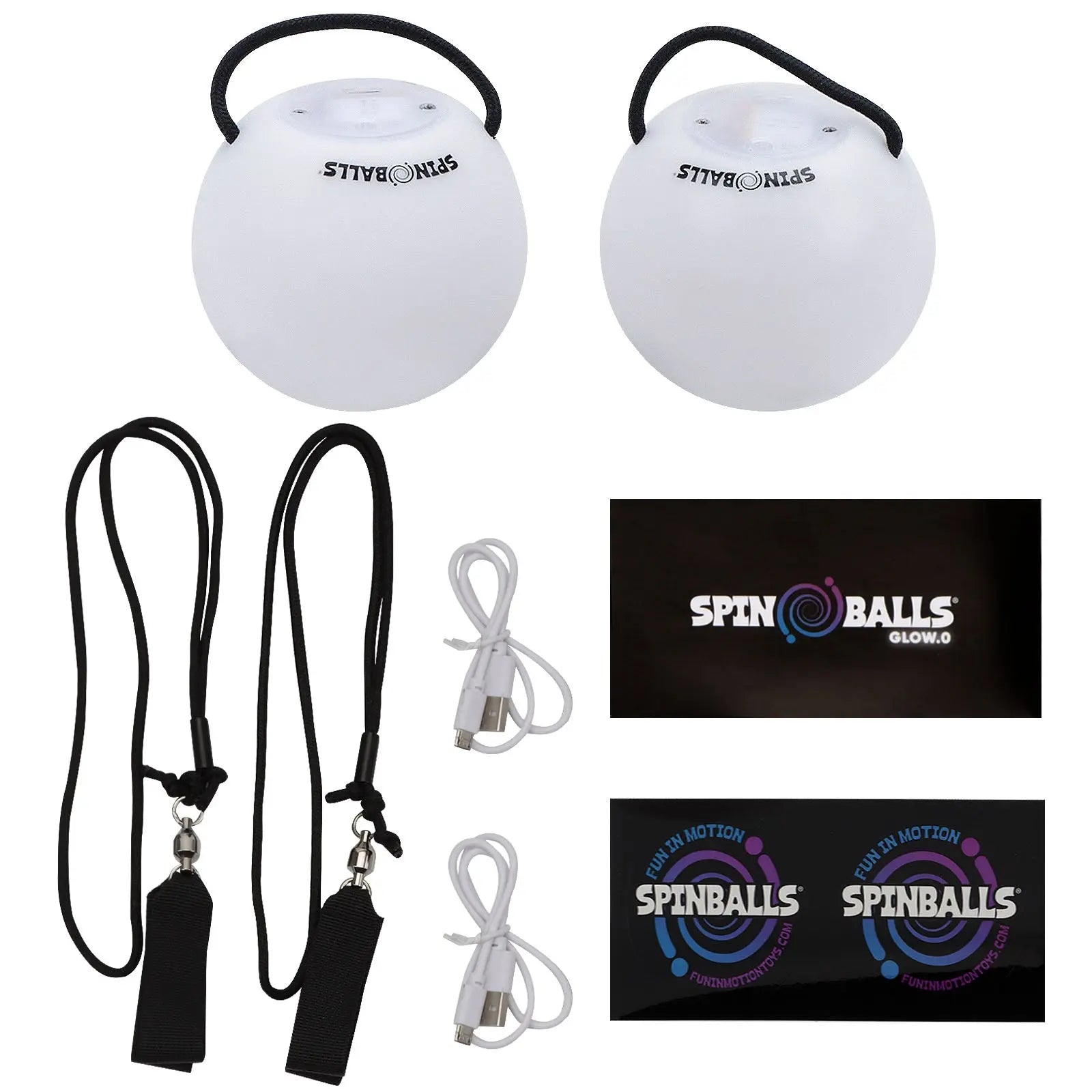 Spinballs Glow. 0 LED Rechargeable Poi Set K1
