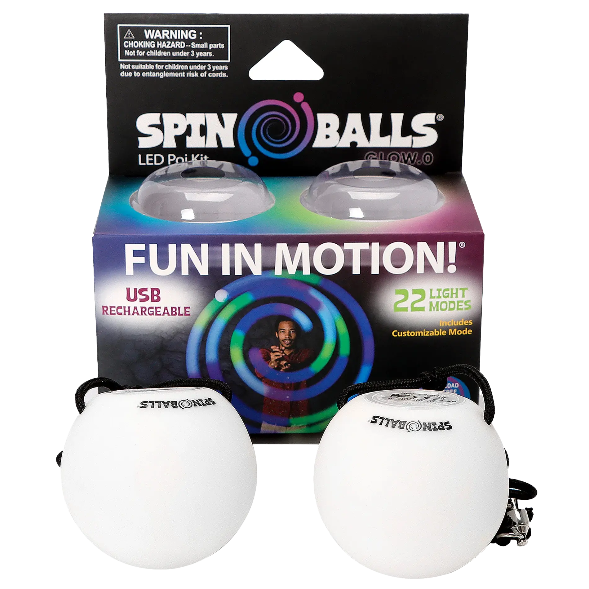 Spinballs Glow. 0 LED Rechargeable Poi Set K1